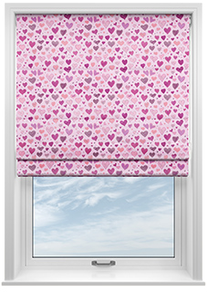 Sweetheart, Pink - Motorised Roman Blind
